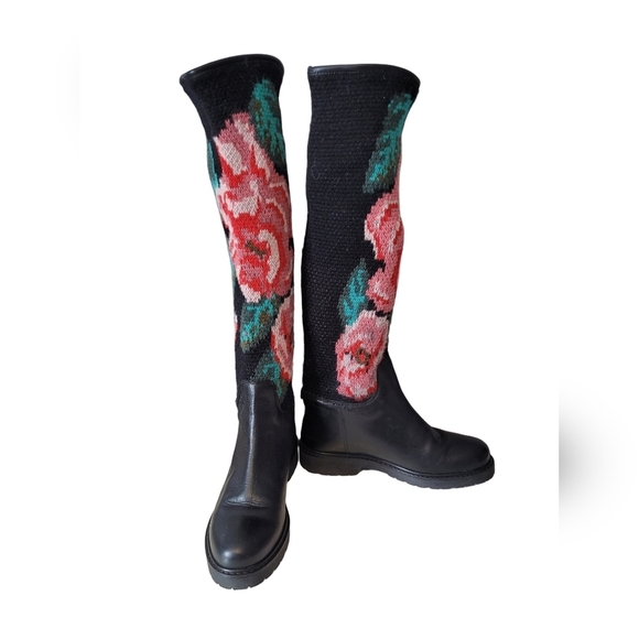 Twin-Set Shoes - Twin Set Jacquard Knit Floral Boots, VGUC, Size 39.5